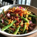 Healthy Loaded Green Bean Salad with Bacon and Cheddar