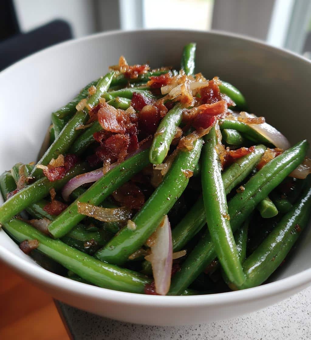Healthy Loaded Green Bean Salad with Bacon and Cheddar