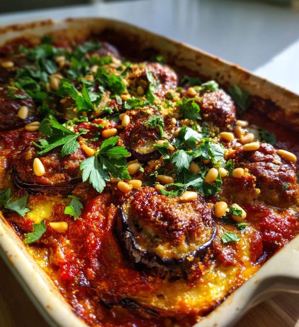 Healthy Mediterranean Eggplant Kafta Casserole