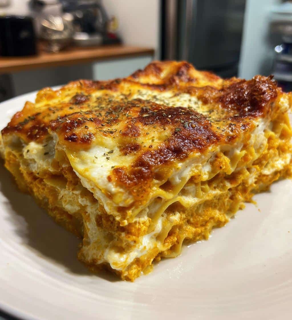 Healthy Pumpkin Alfredo Lasagna