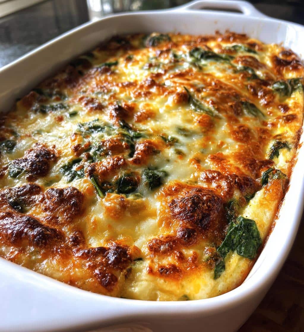 Healthy Quick Cottage Cheese Spinach Casserole (4 Ingredients)