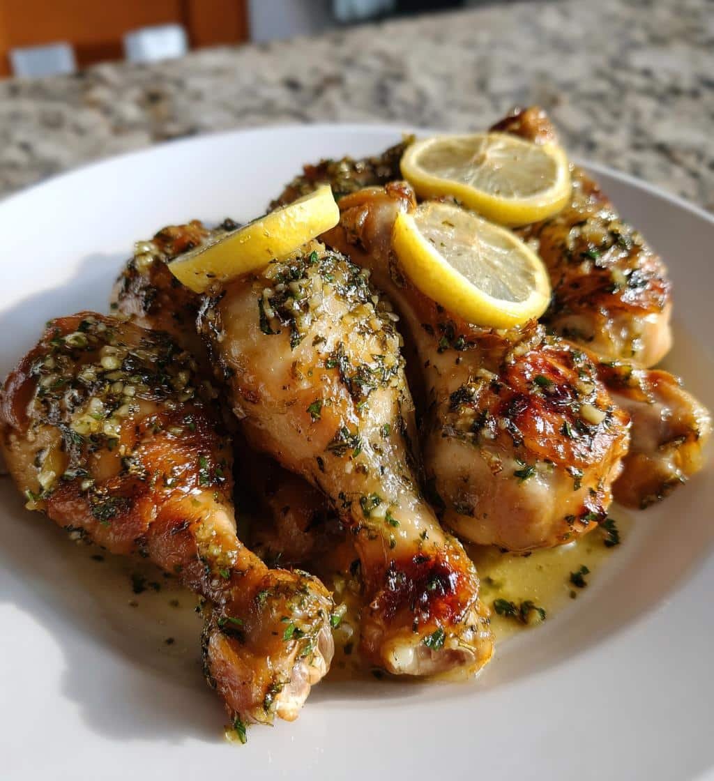 Healthy Quick Crockpot Herb Lemon Garlic Drumsticks