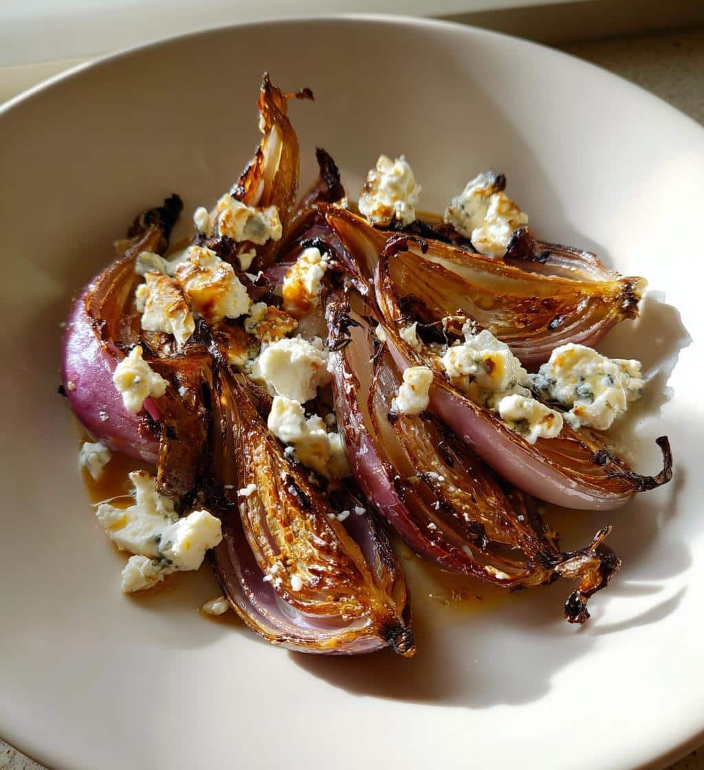 Healthy Roasted Red Onions with Goat Cheese