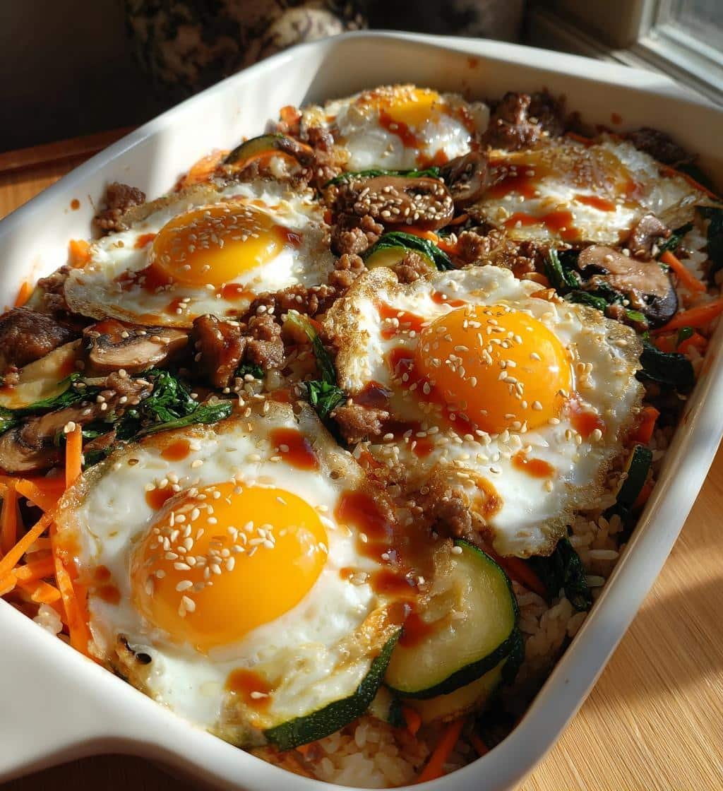 Healthy Sheet Pan Bibimbap Casserole