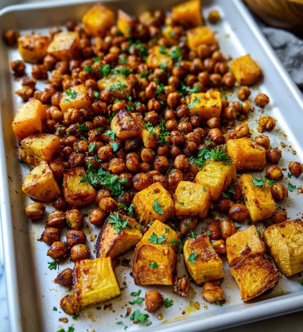 Healthy Sheet Pan Sweet Potatoes & Chickpeas