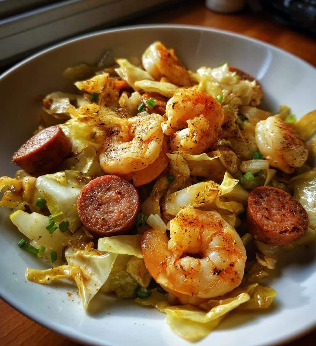 Healthy Shrimp & Sausage Cabbage Bowl
