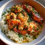 Healthy Southern Garlic Shrimp & Salmon over Rice