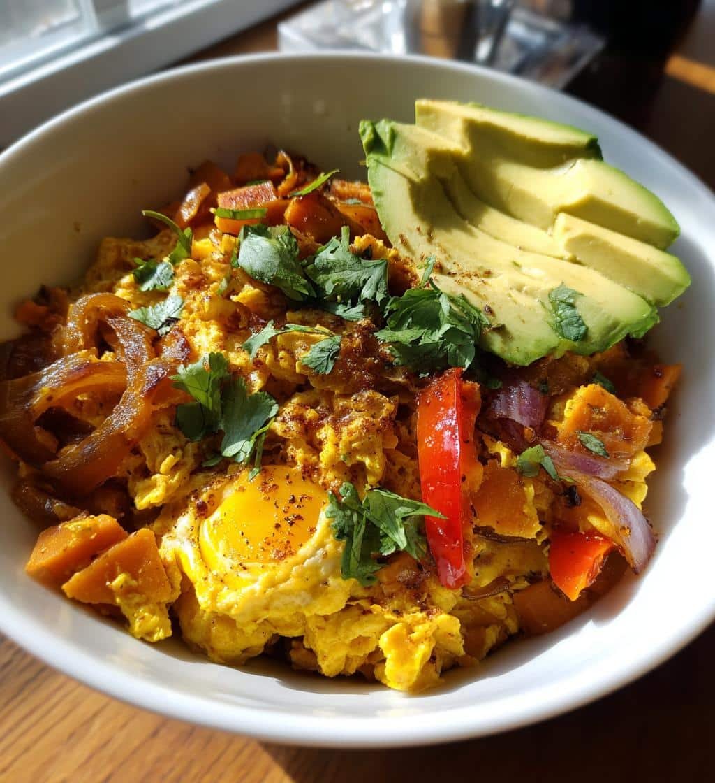 Healthy Sweet Potato Scramble Breakfast Bowl