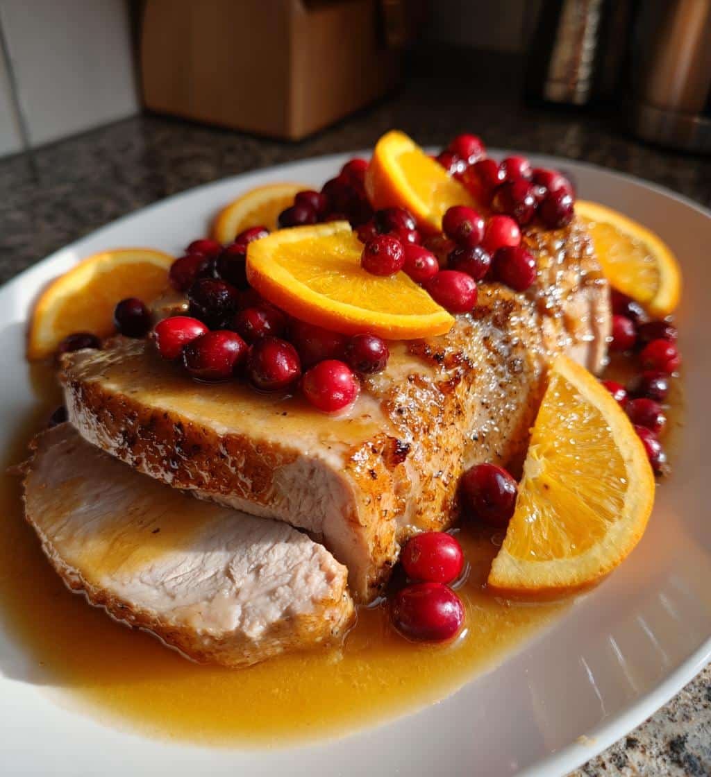 Healthy crockpot cranberry orange turkey