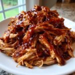Healthy easy Shredded Chicken Crockpot BBQ Recipe