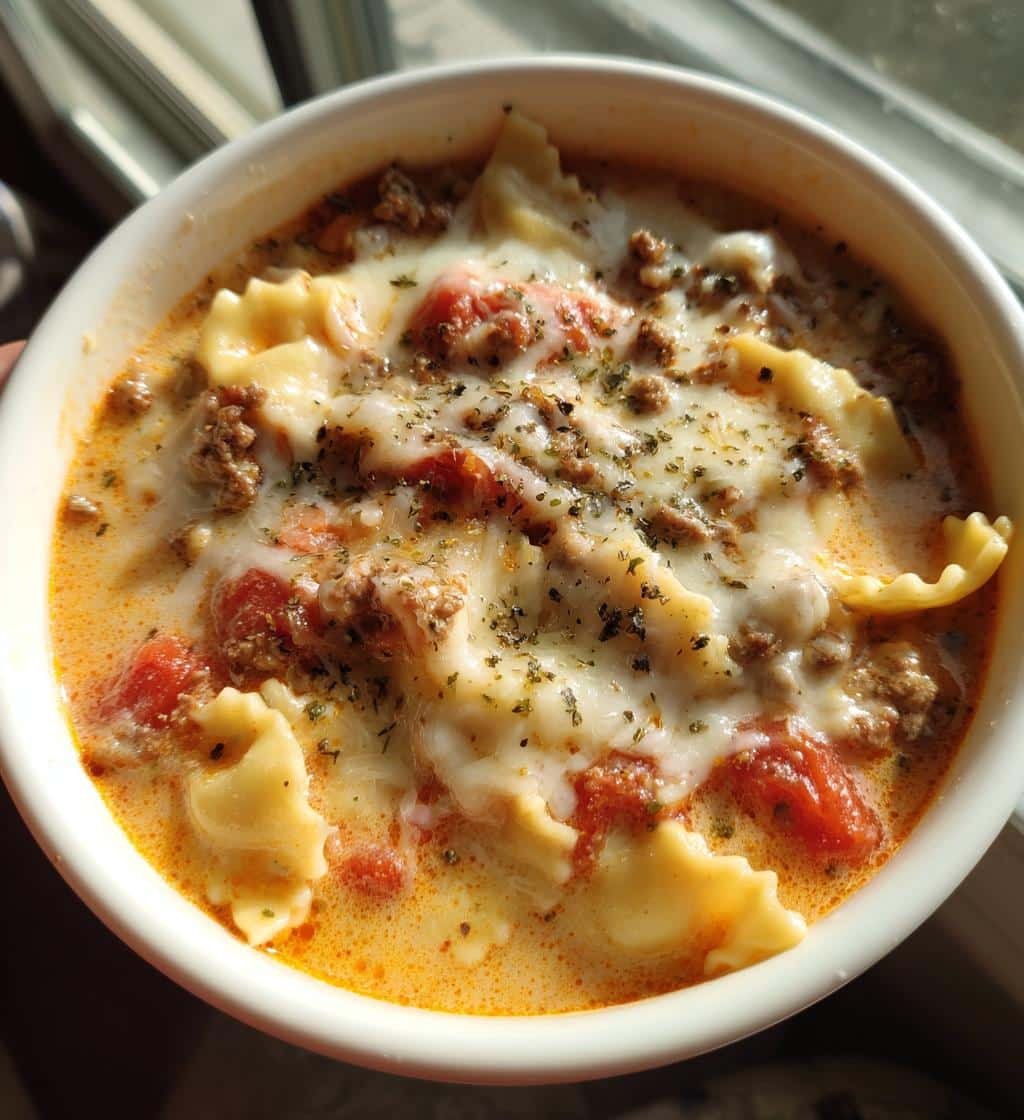 Homemade Creamy Alfredo Lasagna Soup