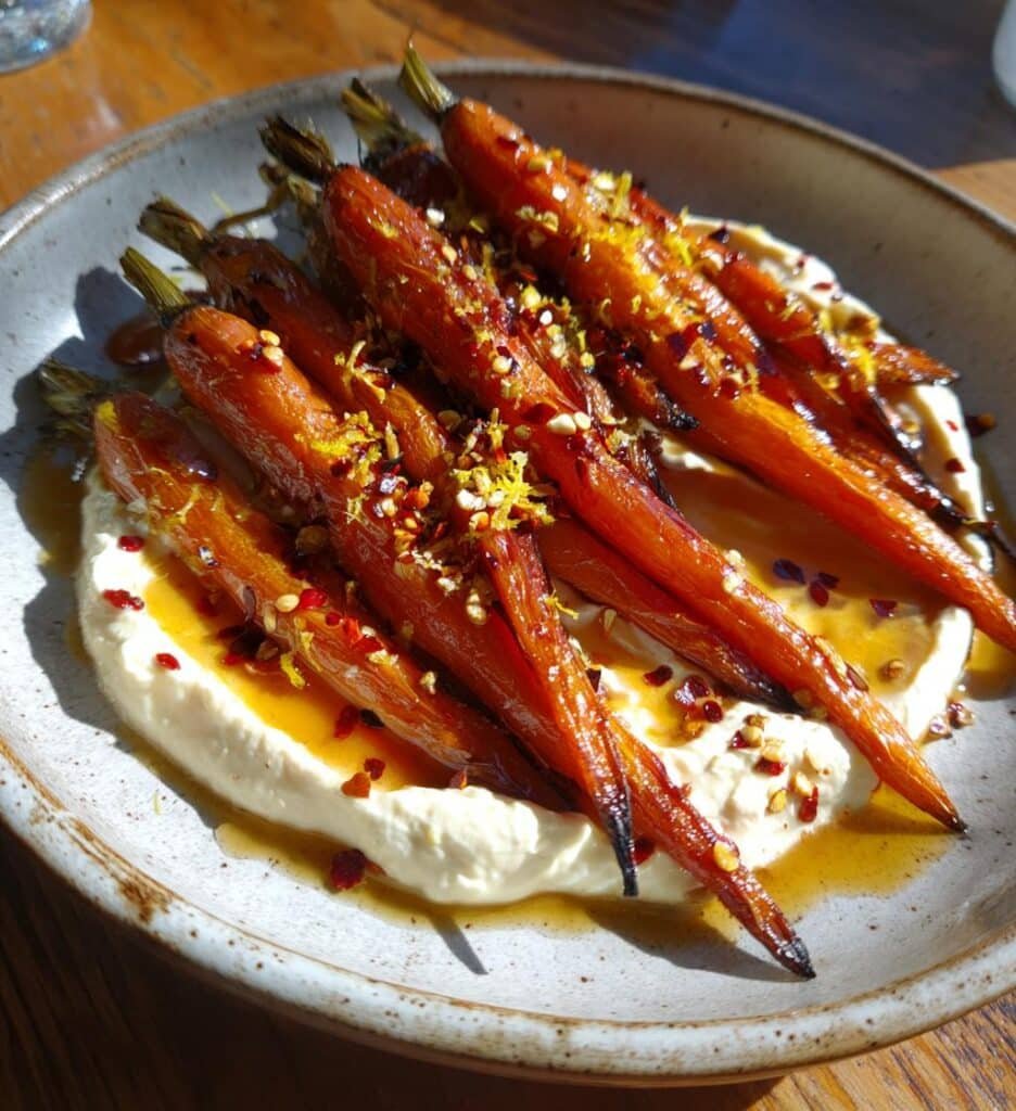 Homemade Roasted Carrots with Whipped Ricotta and Hot Honey
