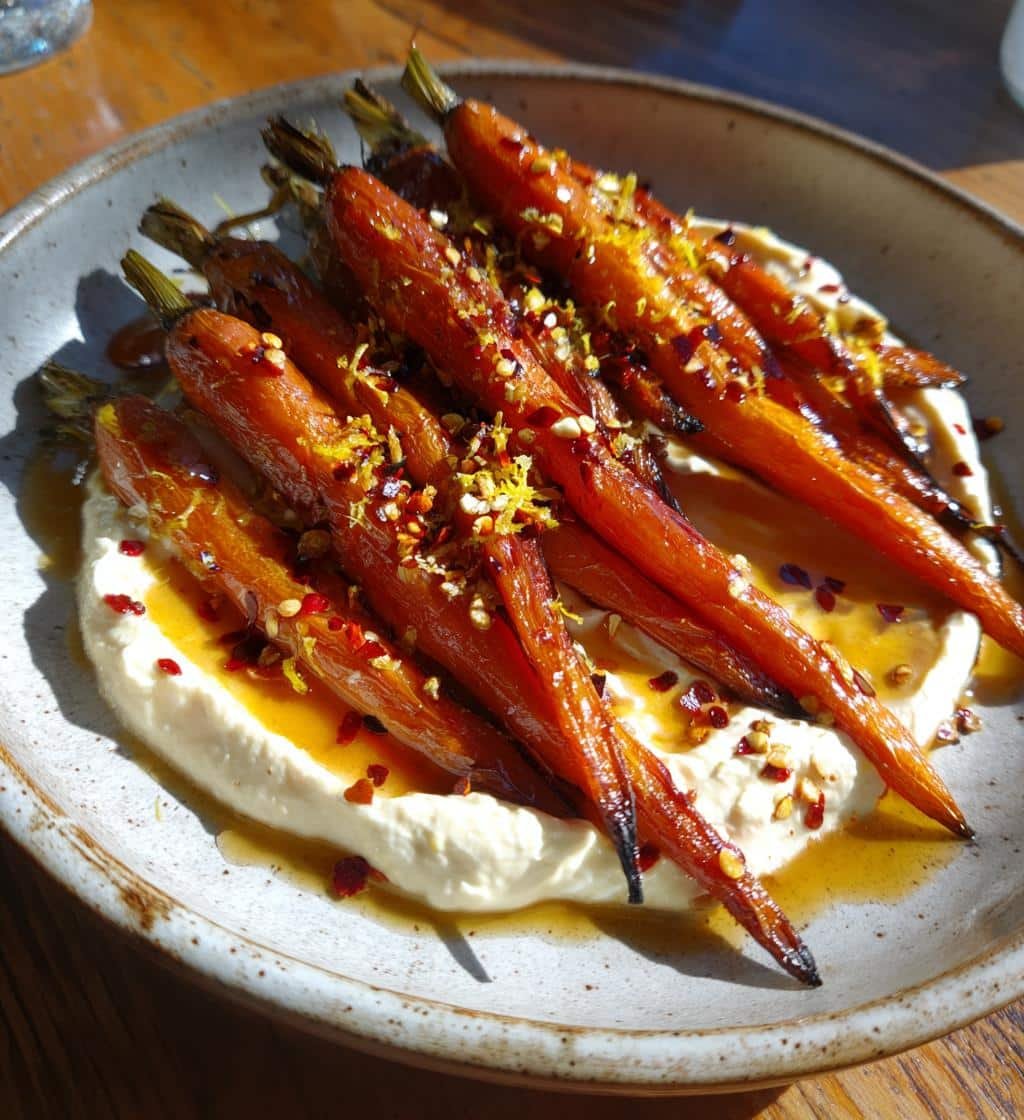 Homemade Roasted Carrots with Whipped Ricotta and Hot Honey