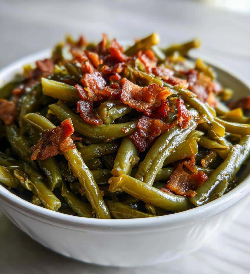 OLD-FASHIONED SOUTHERN GREEN BEANS WITH BACON - detail 1