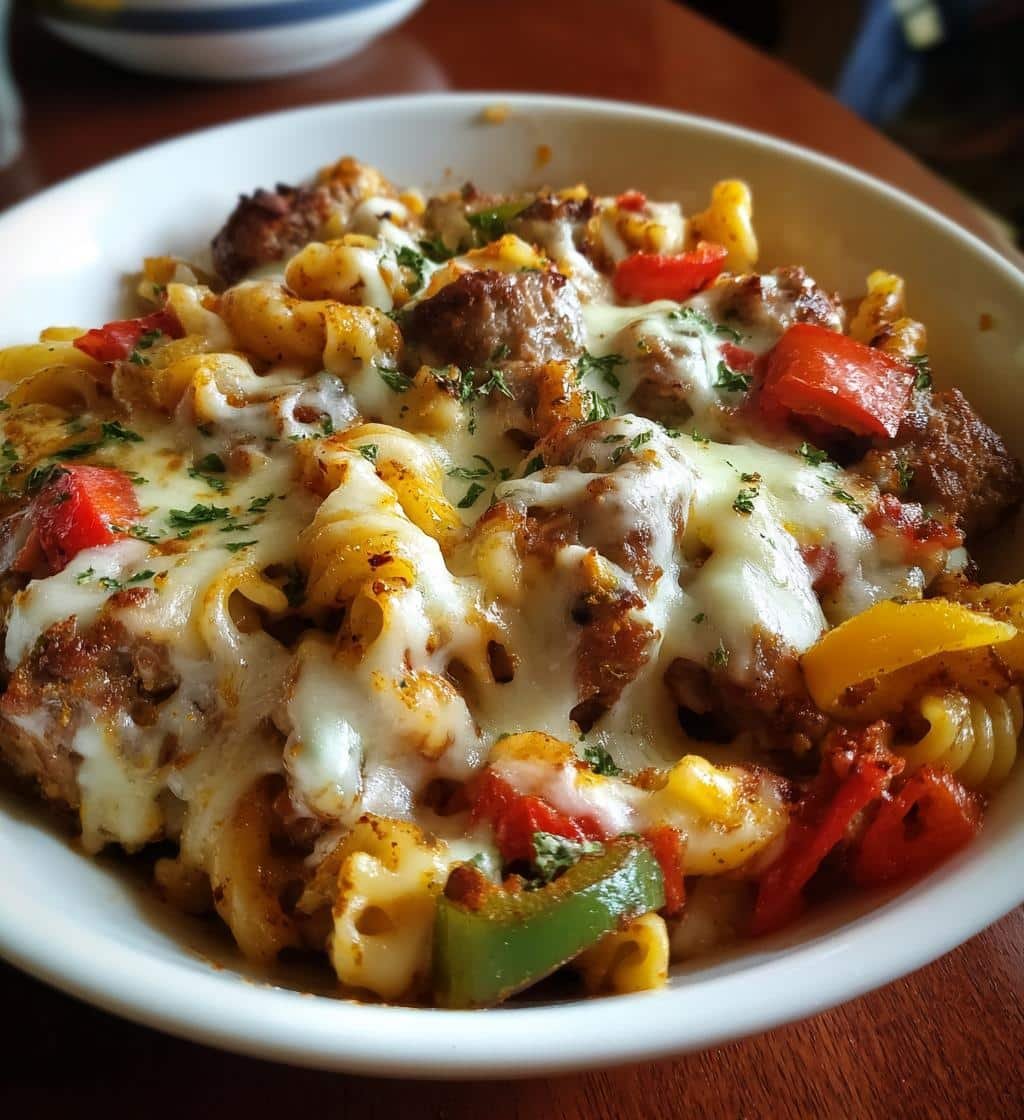 One Pan Sausage Pepper Alfredo with Melty Cheese - detail 1