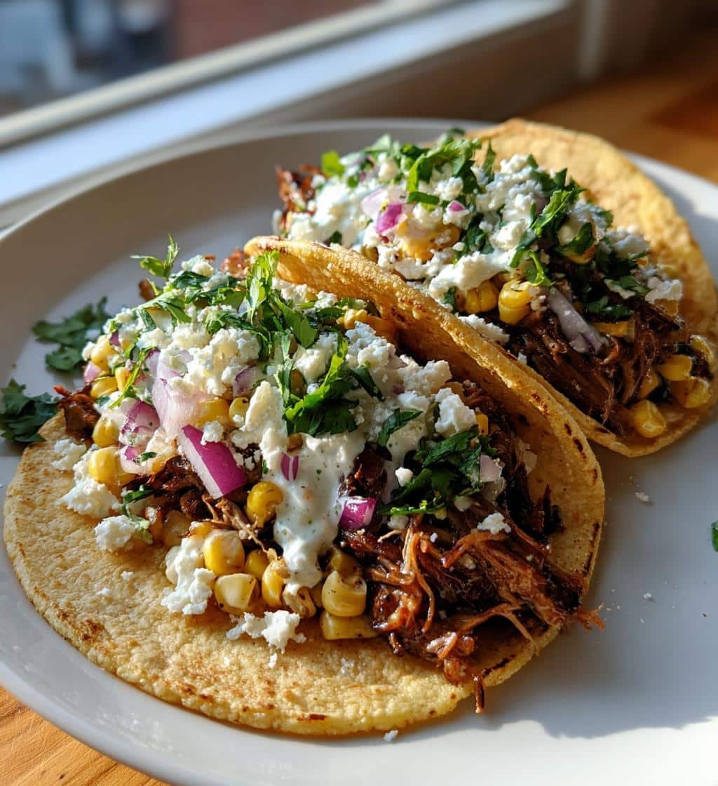 Quick Brisket Elote Tacos