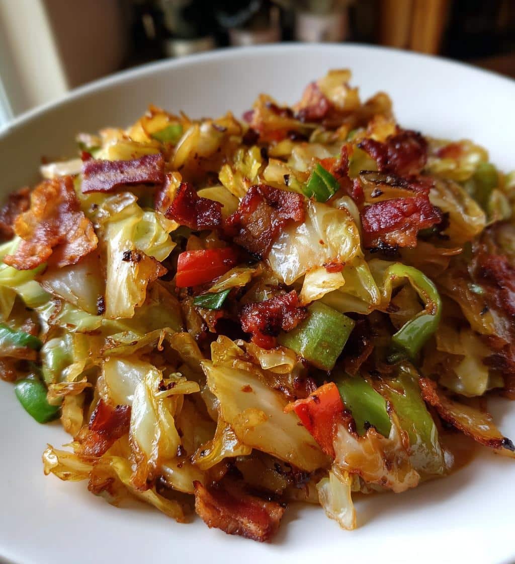 fully loaded fried cabbage - detail 1