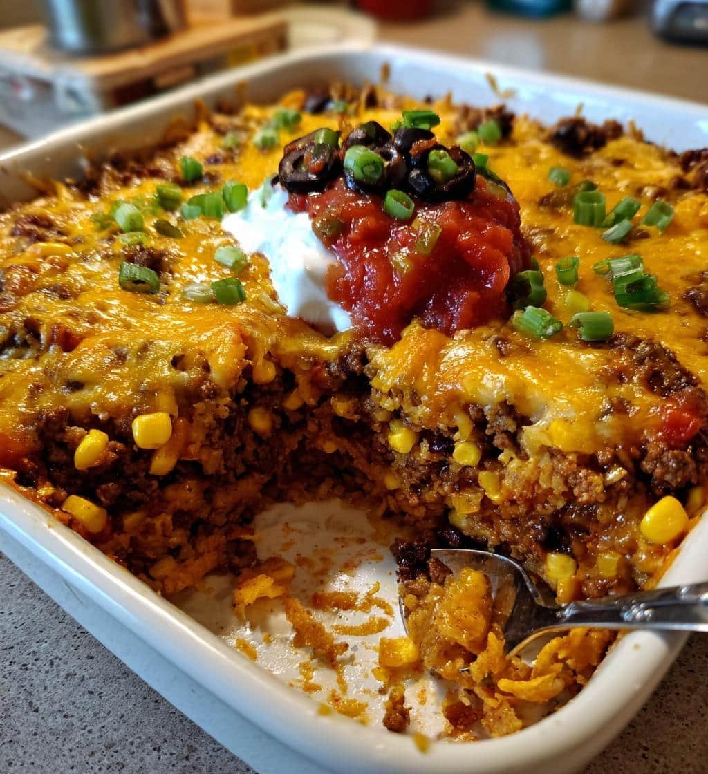 walking taco casserole with doritos - detail 1