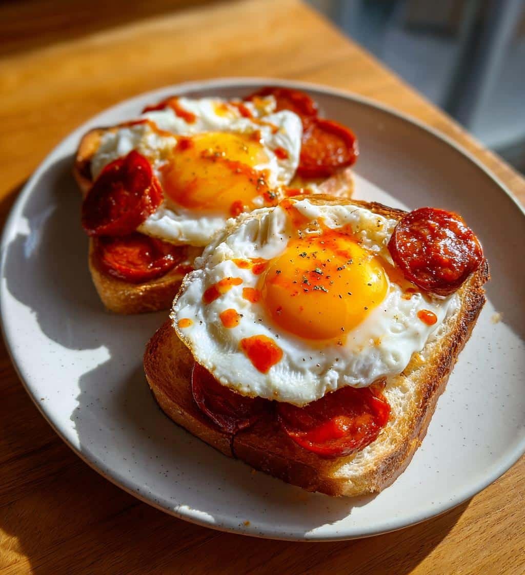 Chorizo eggs breakfast toast
