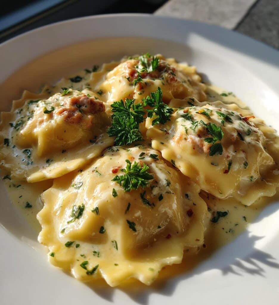 Creamy Cajun Sausage Ravioli