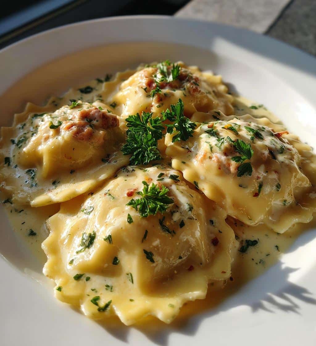 Creamy Cajun Sausage Ravioli