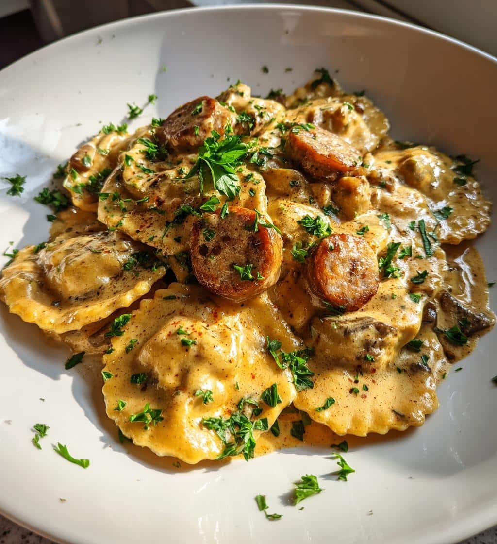 Creamy Cajun Sausage Ravioli