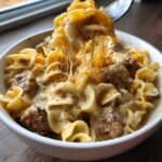 Crockpot Cheesy Beef and Noodles