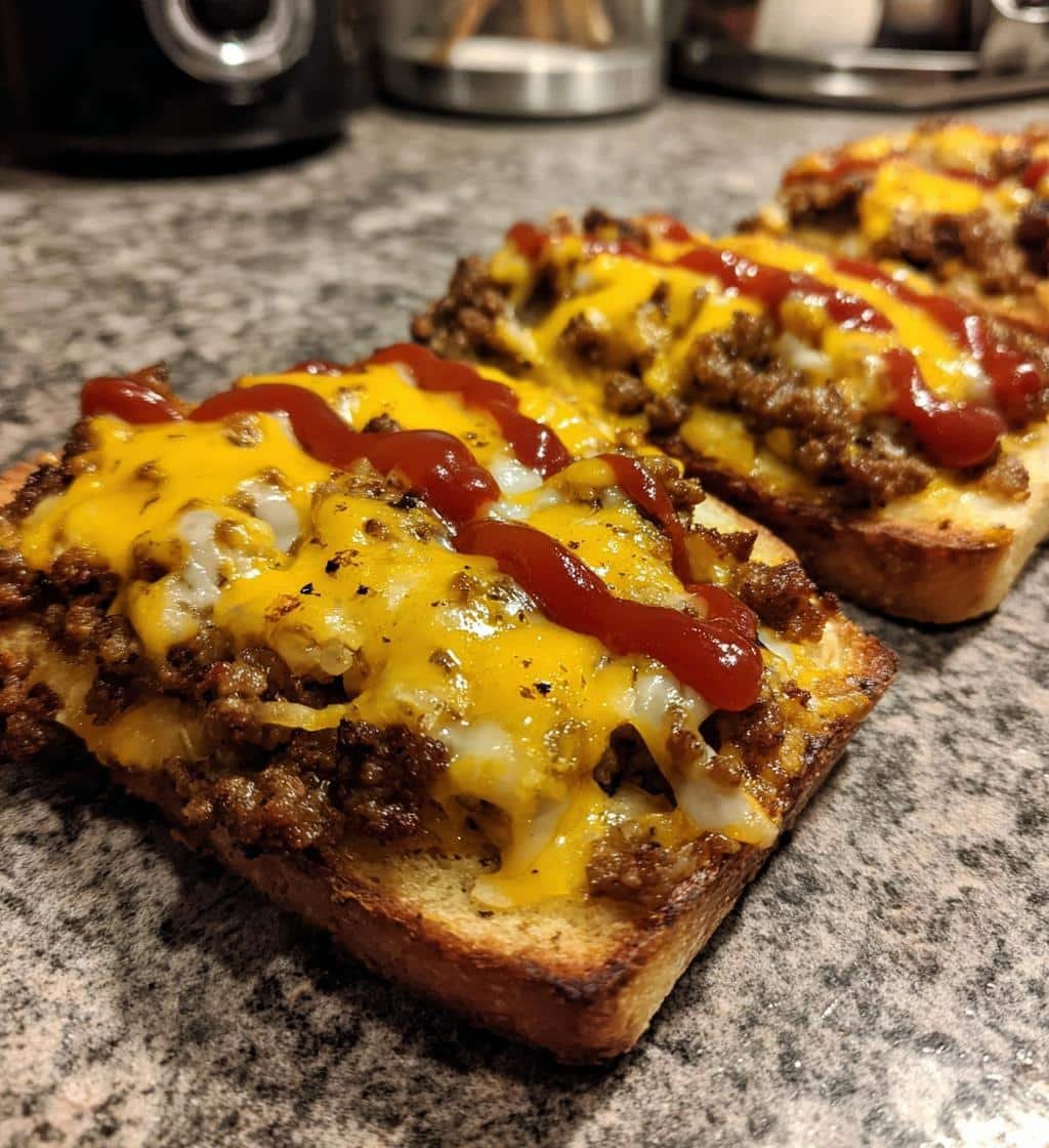 Easy Cheeseburger Garlic Toast