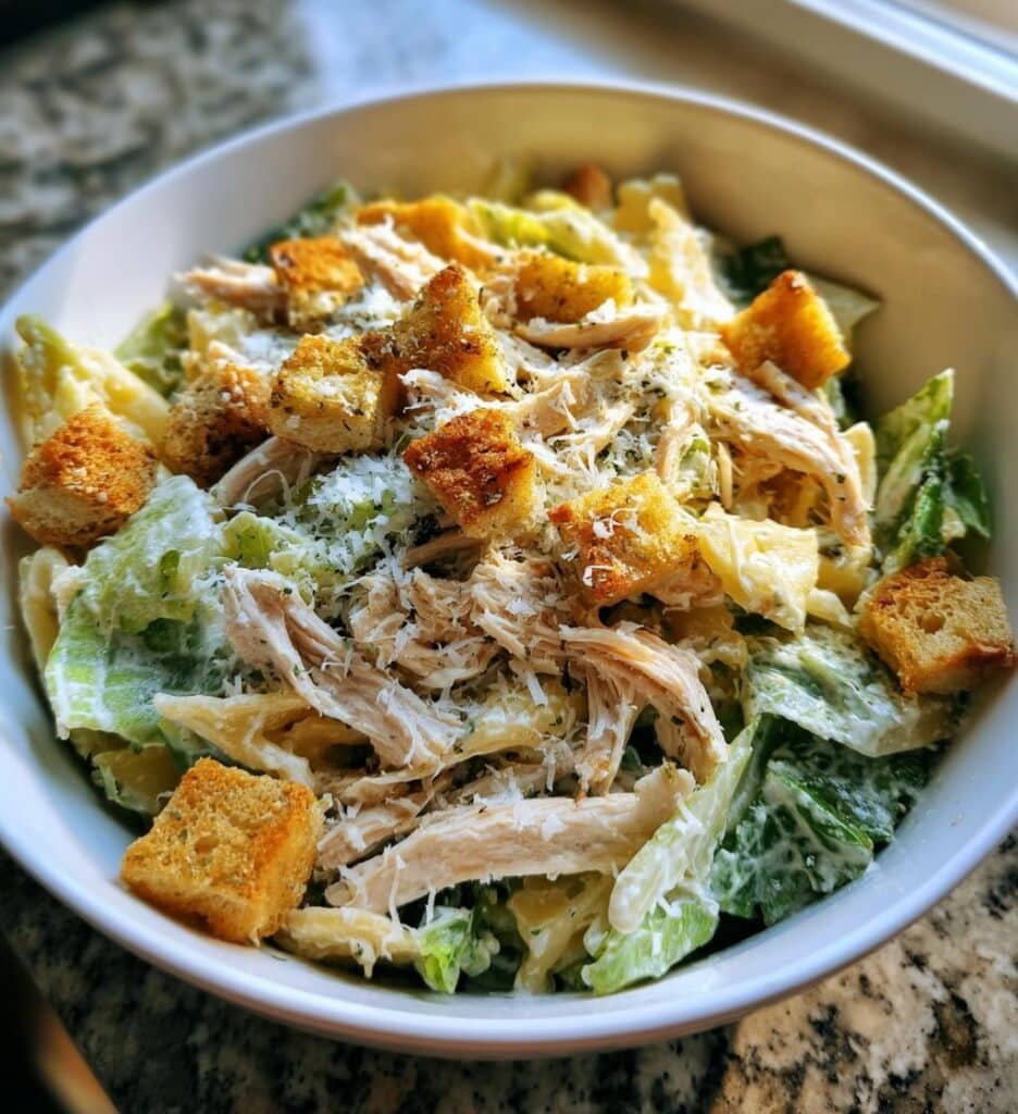 Easy Creamy Chicken Caesar Pasta Salad