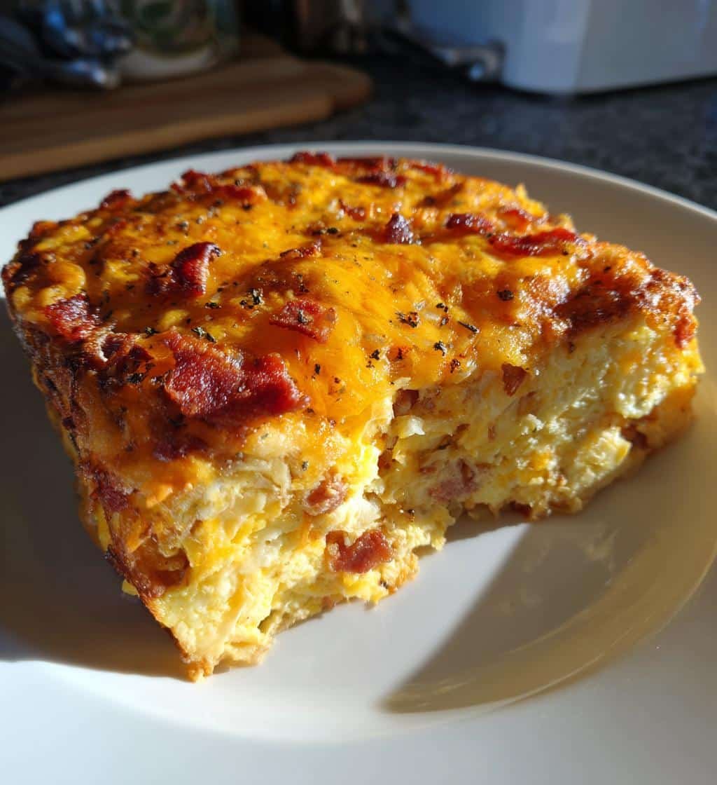 Healthy Breakfast Lasagna with Bacon & Cheddar - detail 1