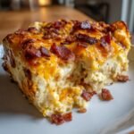 Healthy Breakfast Lasagna with Bacon & Cheddar