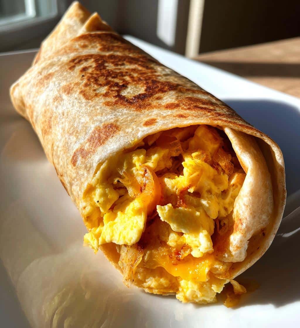 20-Minute Healthy Caramelized Onion and Cheese Breakfast Burrito Bliss 4 Healthy Caramelized Onion and Cheese Breakfast Burrito - detail 1