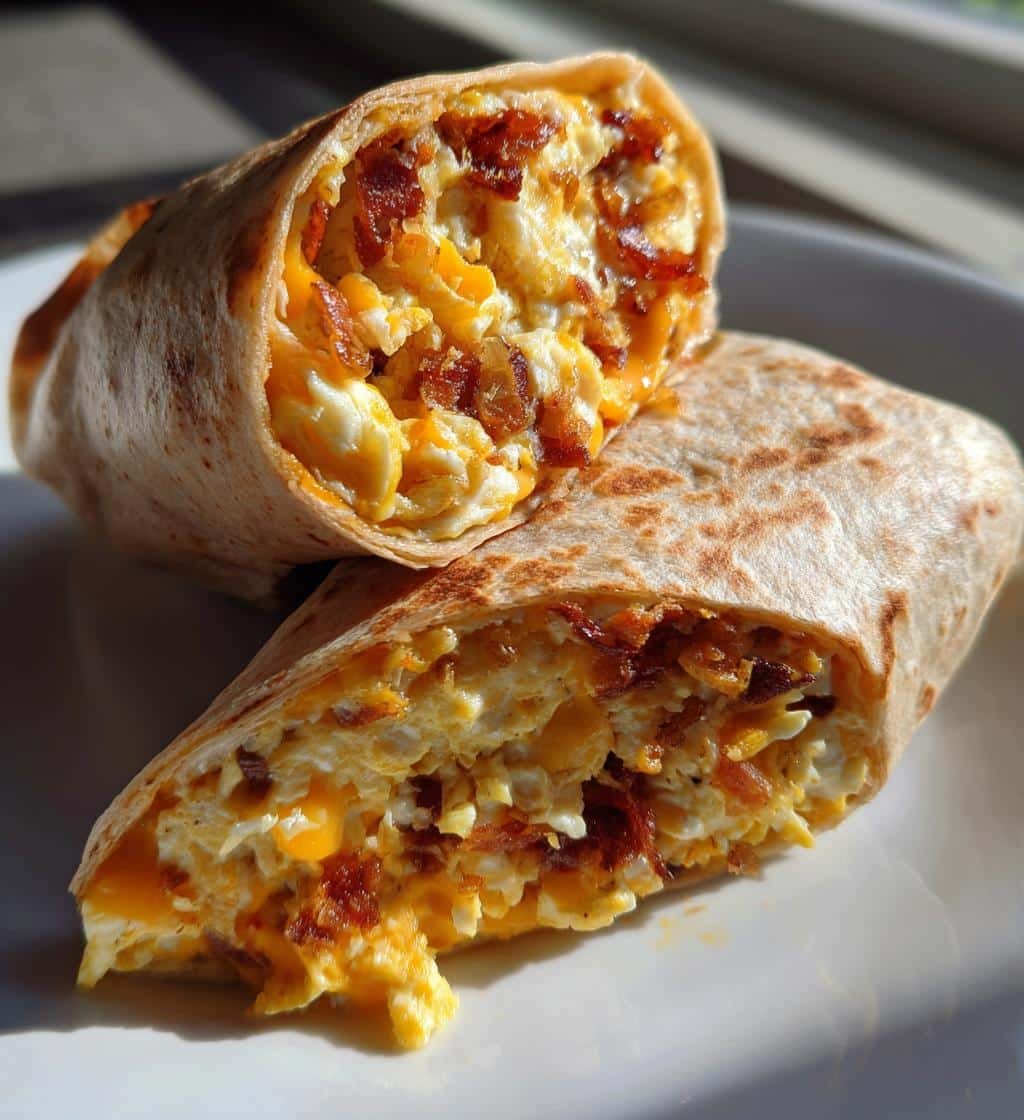 Healthy Caramelized Onion and Cheese Breakfast Burrito