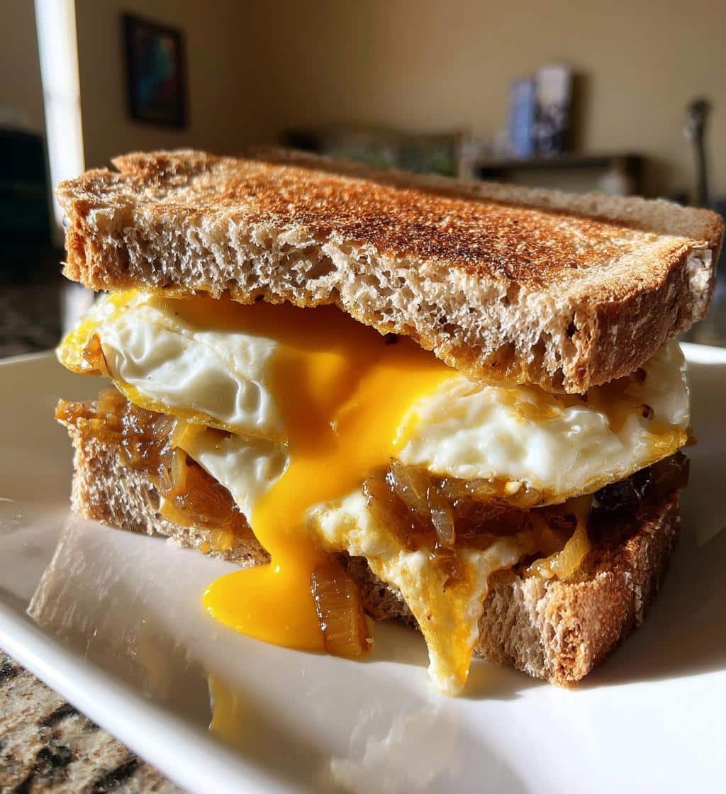 Healthy Caramelized Onion and Egg Breakfast Sandwich - detail 1