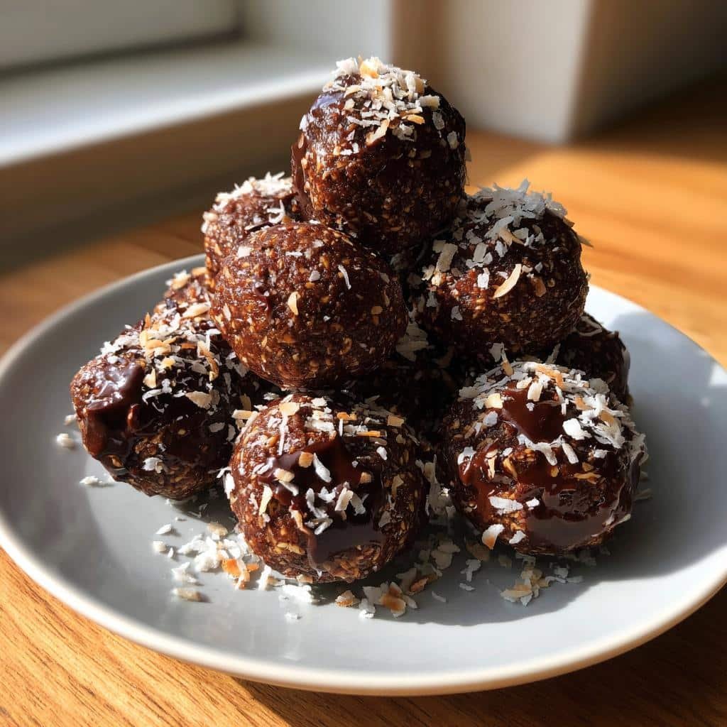 Healthy Chocolate Almond Joy Protein Balls