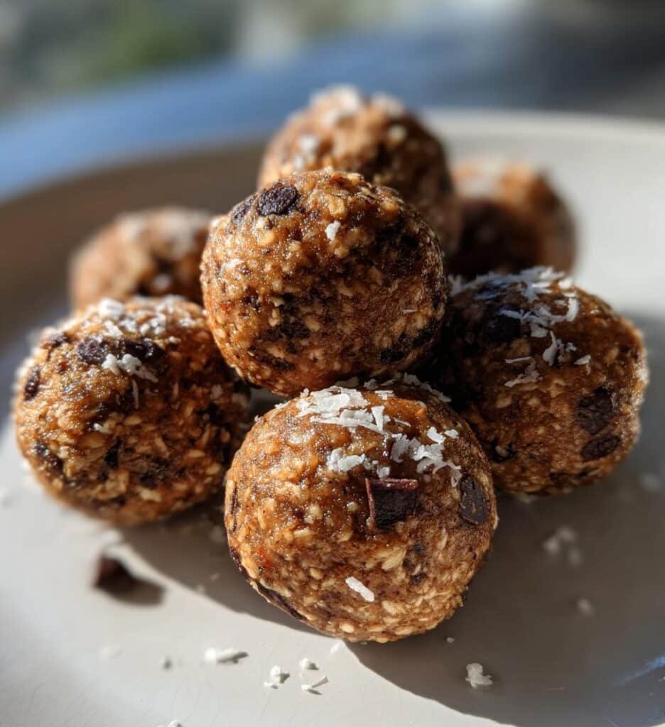 Healthy Chocolate Banana Coconut Protein Balls