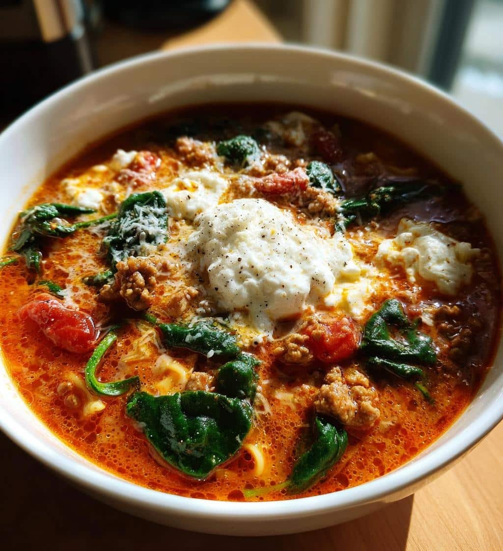 Healthy Crockpot Lasagna Soup