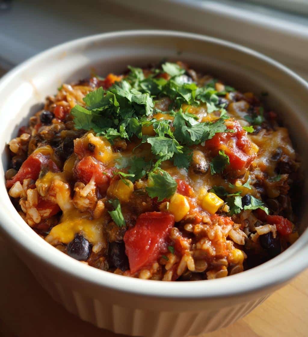 Healthy Crockpot Tex-Mex Lentil & Rice Casserole - detail 1