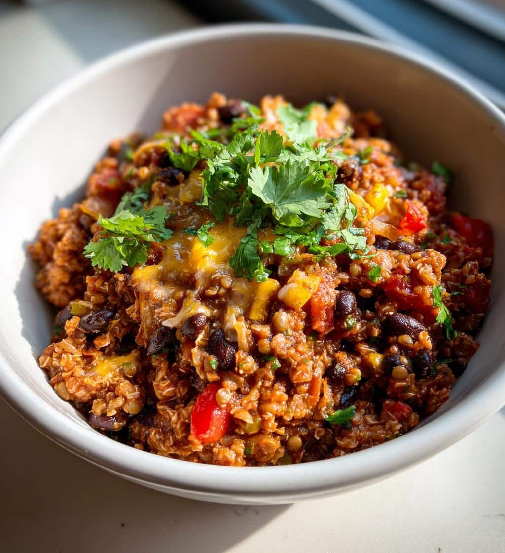 Healthy Crockpot Tex-Mex Lentil & Rice Casserole