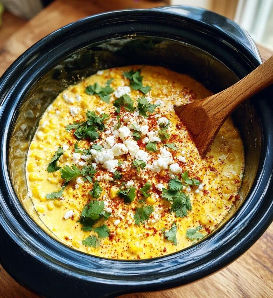 Healthy Crockpot street corn dip
