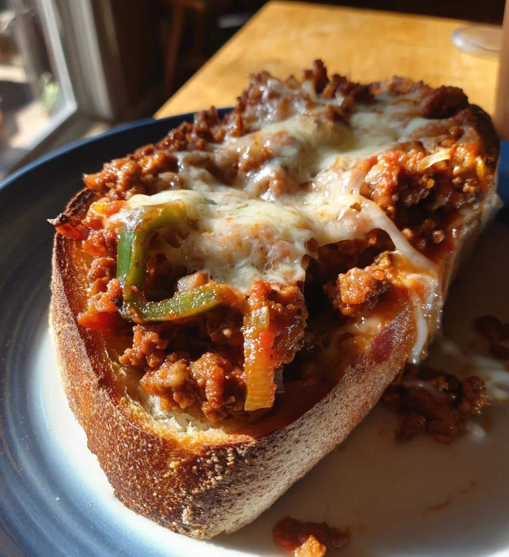 Healthy Garlic Bread Cheesesteak Sloppy Joes