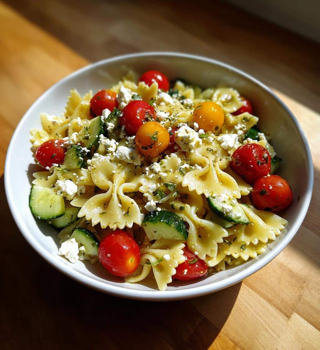 Vibrant 40-Minute Healthy Greek Pasta Salad with Bowtie Pasta and Feta 4 Healthy Greek Pasta Salad with Bowtie Pasta and Feta - detail 1