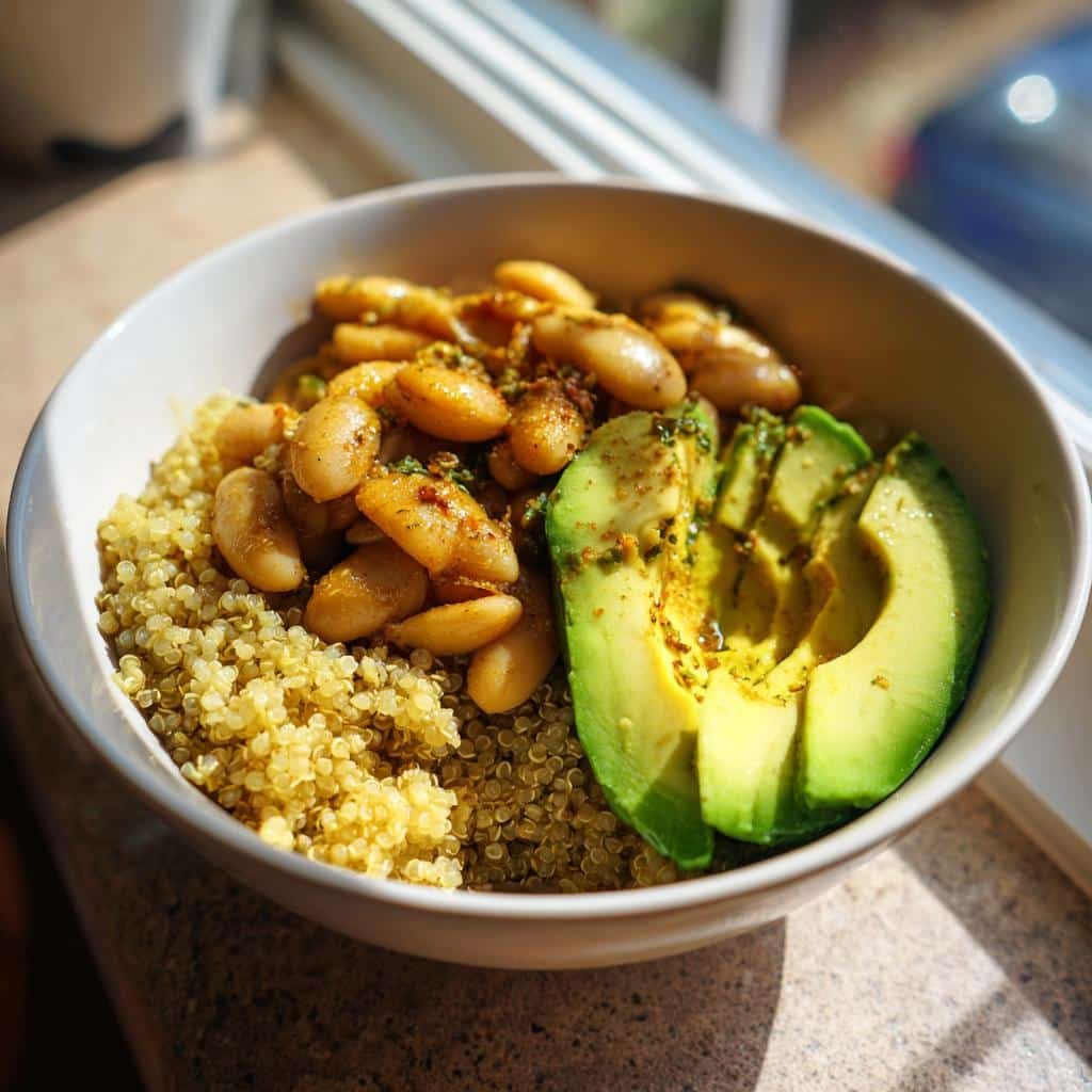 Healthy Healthy Butter Bean and Quinoa Bowl with Avocado - detail 1