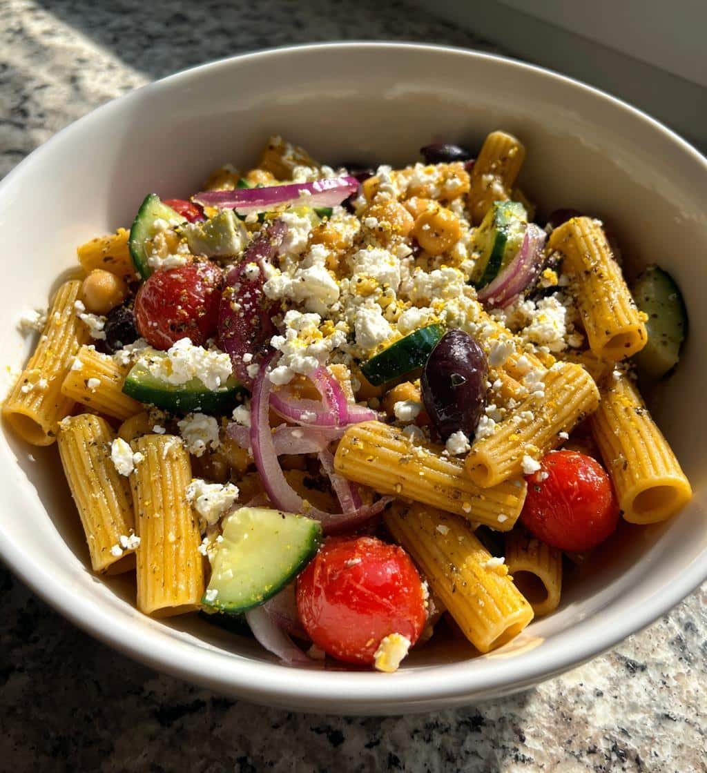 Healthy High-Protein Pasta Salad with Chickpea Pasta
