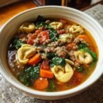 Healthy Homemade Crockpot Turkey & Spinach Tortellini Soup
