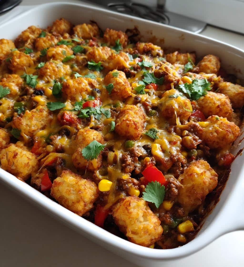 Healthy Homemade Taco Tater Tot Casserole