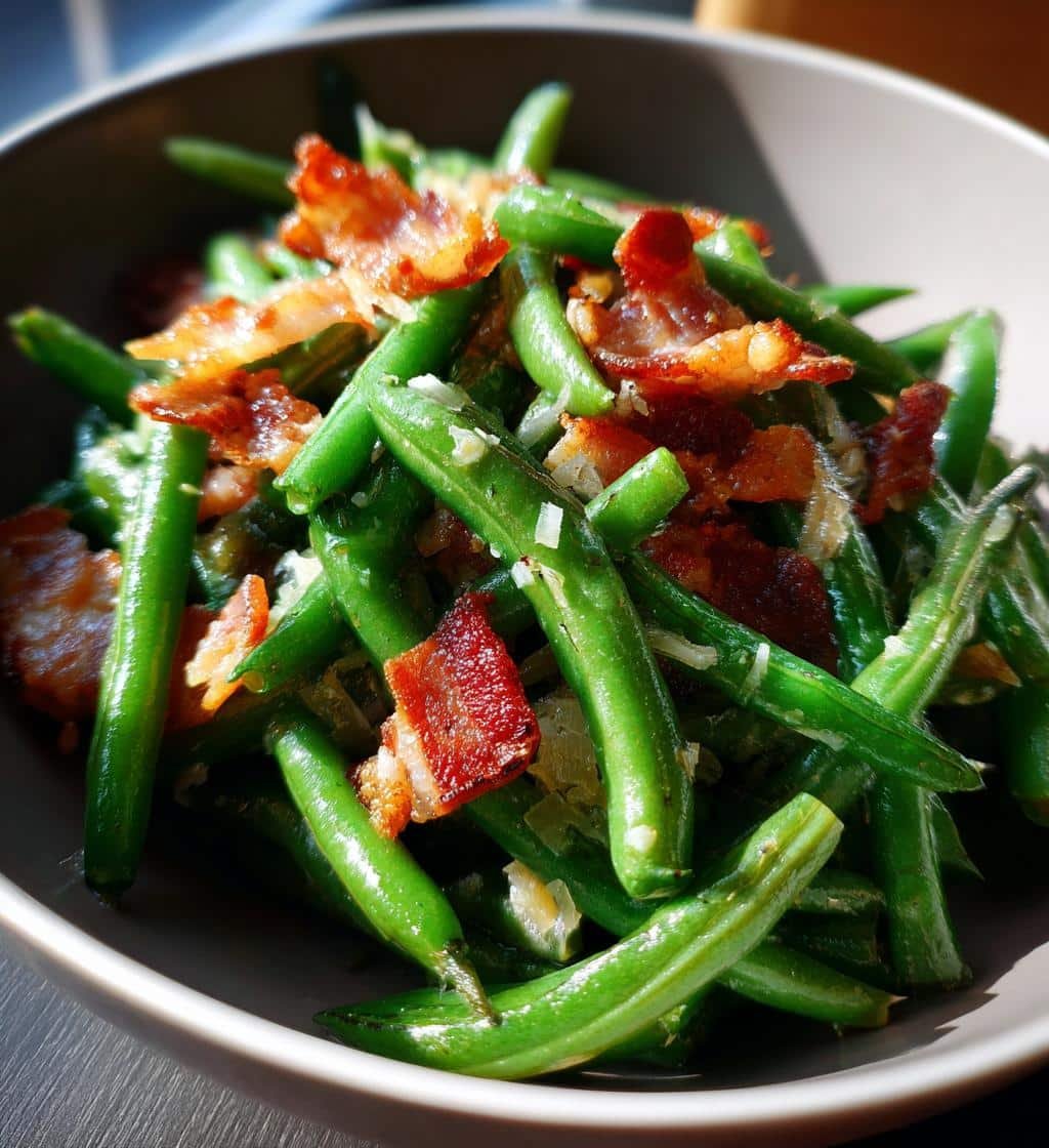 Healthy Loaded Green Bean Salad with Bacon and Cheddar - detail 1