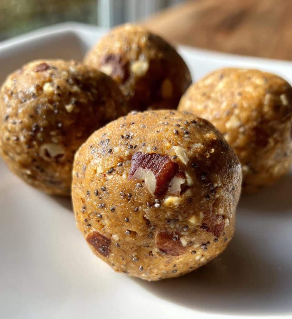 Healthy Maple Cinnamon Pecan Protein Balls