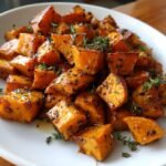 Healthy Maple Roasted Sweet Potatoes with Thyme