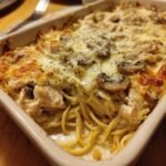 Healthy Mushroom Turkey Tetrazzini casserole